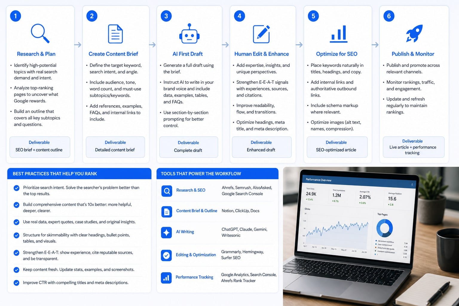 Infographic: Building a workflow that lets AI write long-form SEO articles that rank