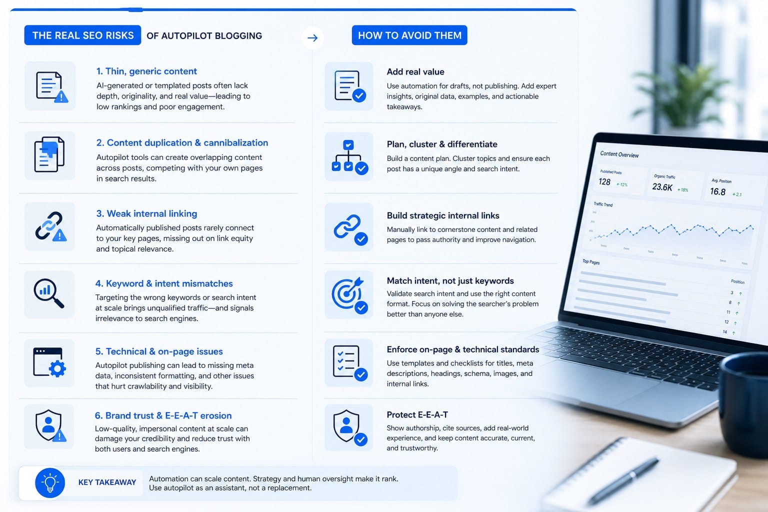Infographic: The real SEO risks of autopilot blogging and how to avoid them