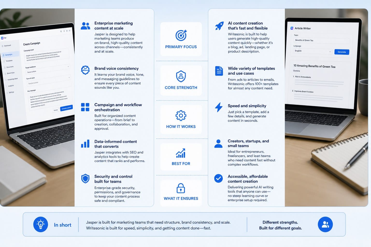 Infographic: What Jasper and Writesonic are actually built to do
