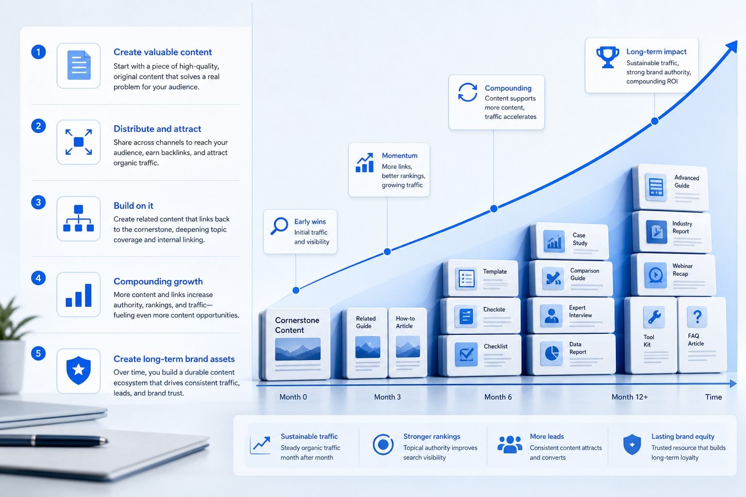 Infographic: How compounding content creates long-term brand assets