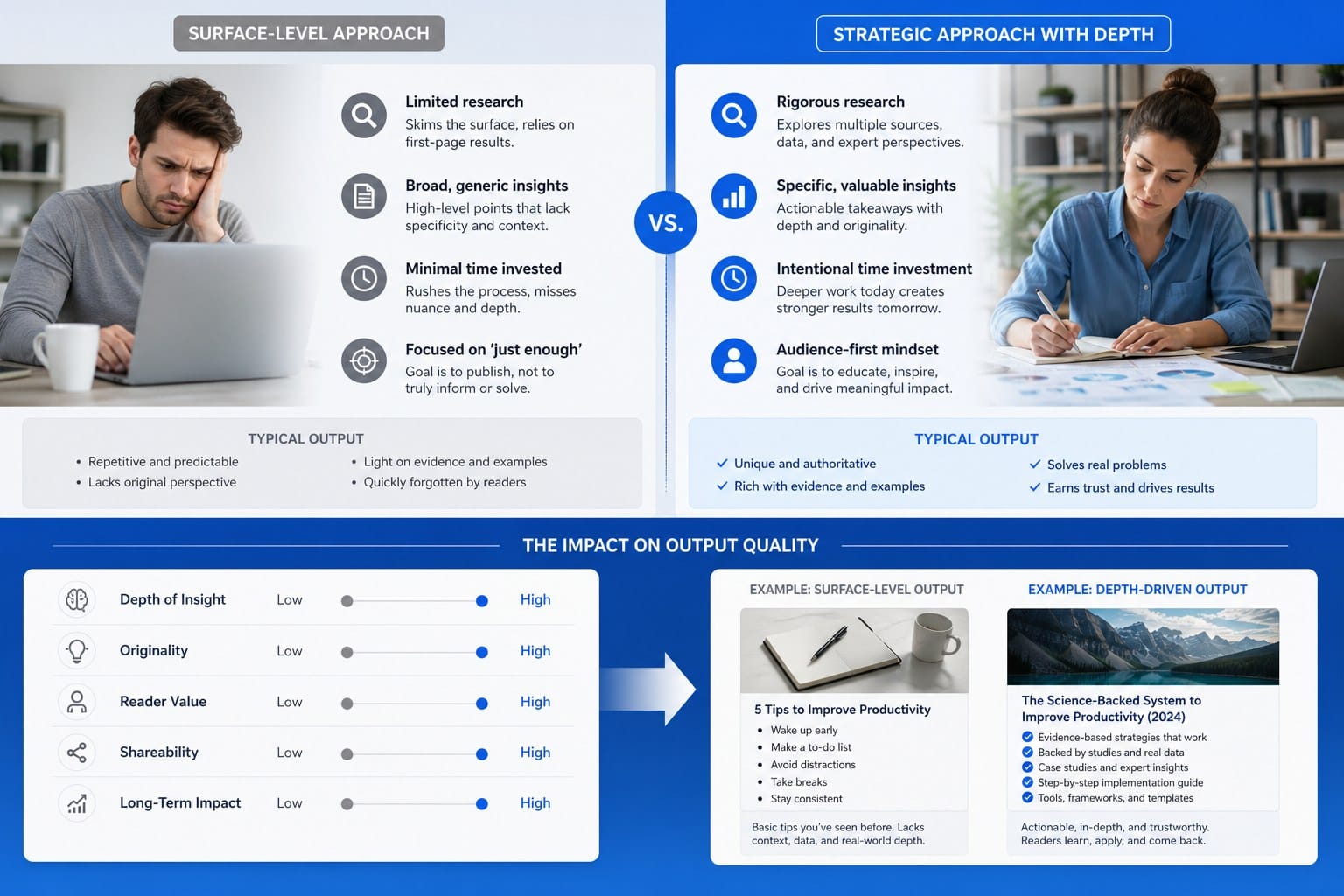 Infographic: Why content strategy and research depth change everything about output quality
