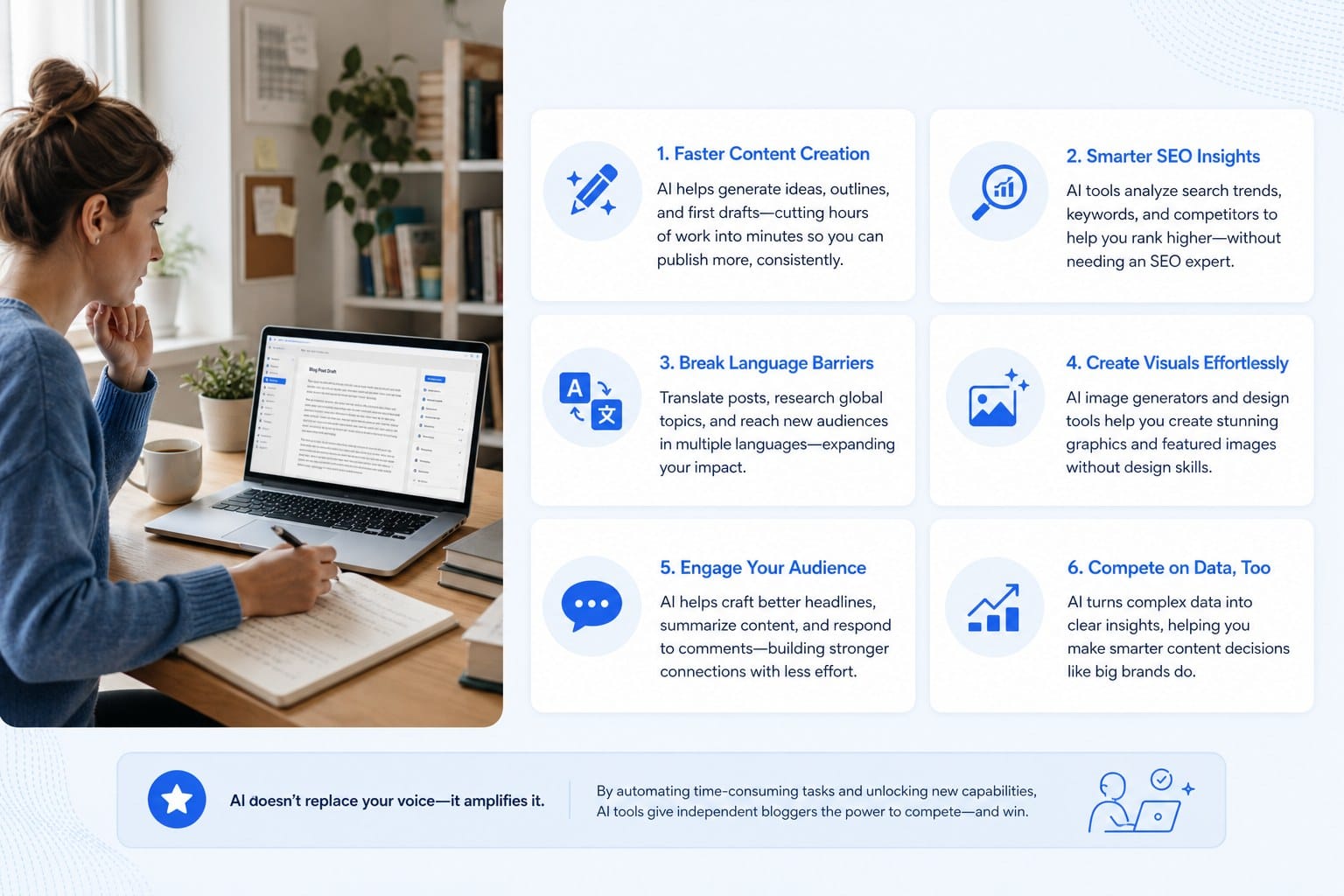 Infographic: The specific ways AI tools level the playing field for independent bloggers