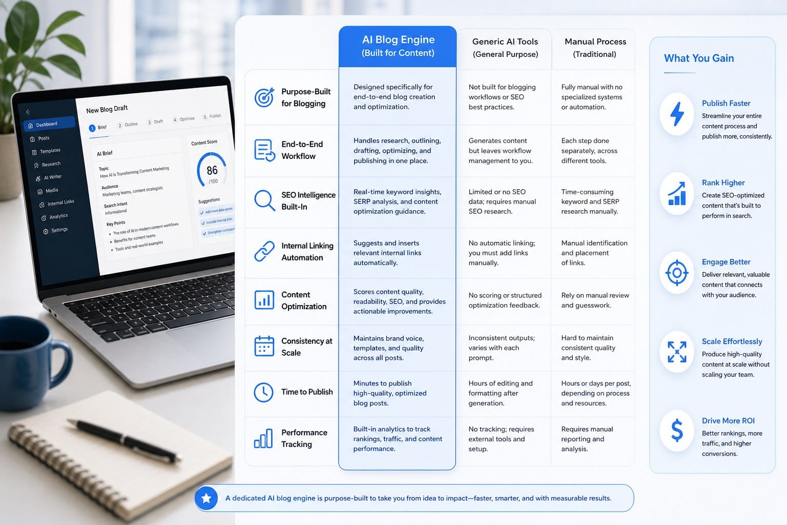 Infographic: What a dedicated AI blog engine does differently