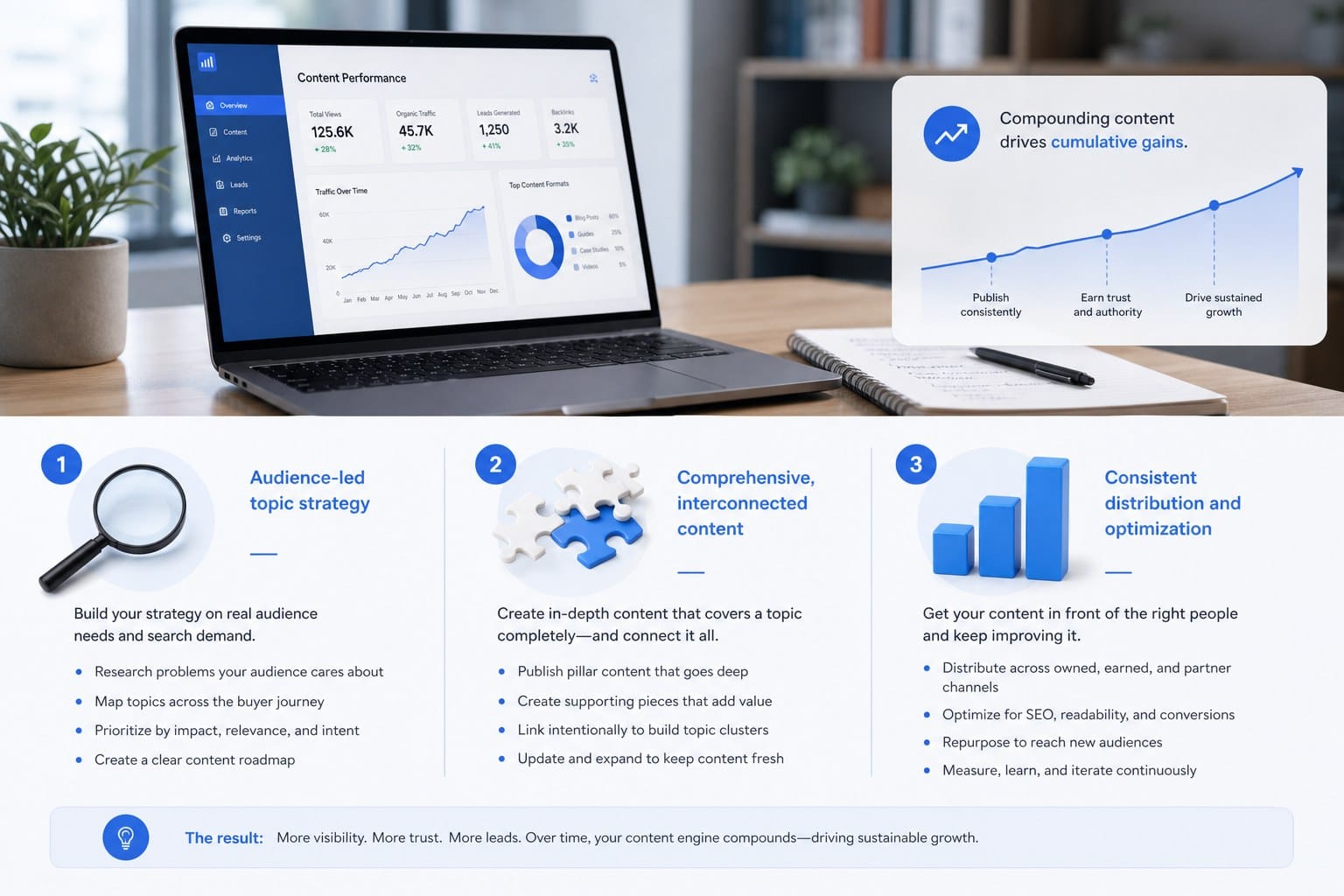 Infographic: The three ingredients that make a compounding content strategy work
