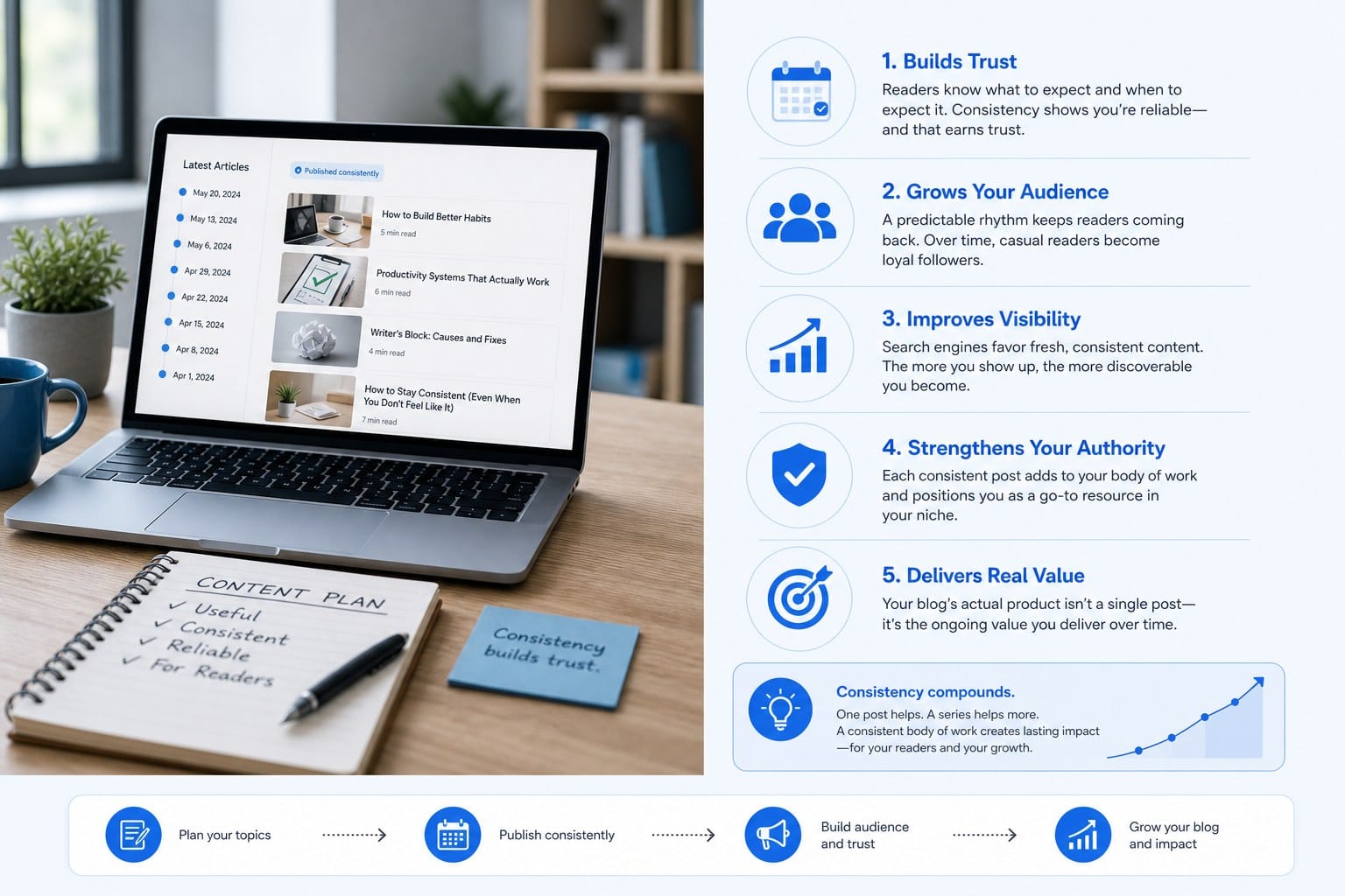 Infographic: Why consistency is the actual product your blog delivers