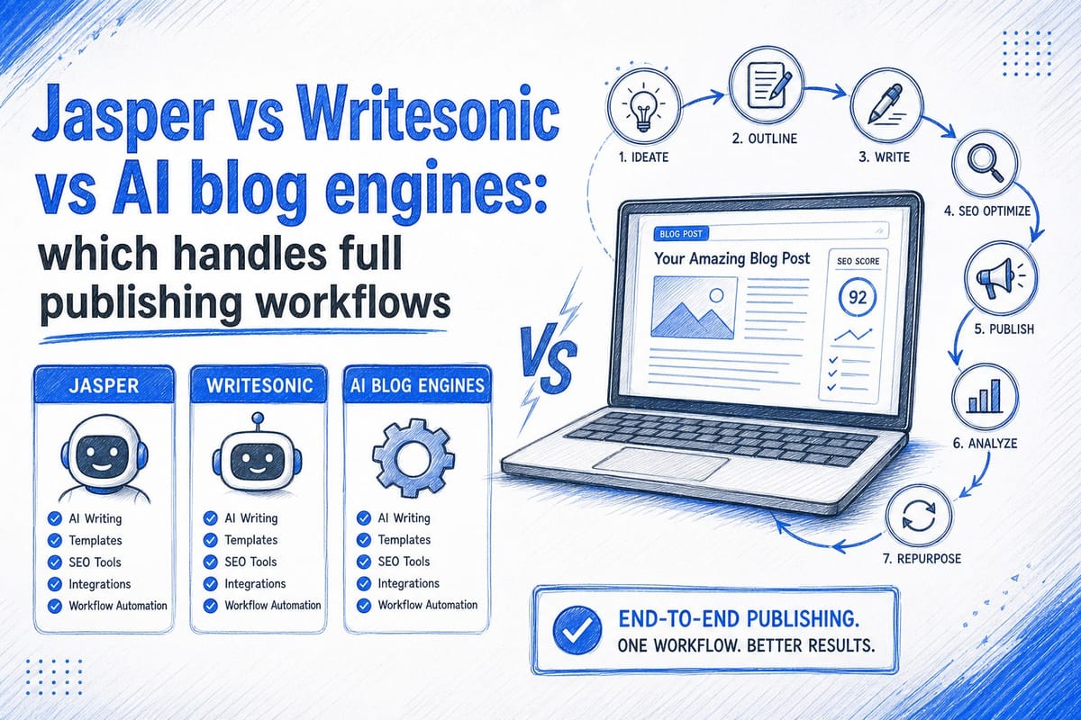 Jasper vs Writesonic vs AI blog engines: which handles full publishing workflows